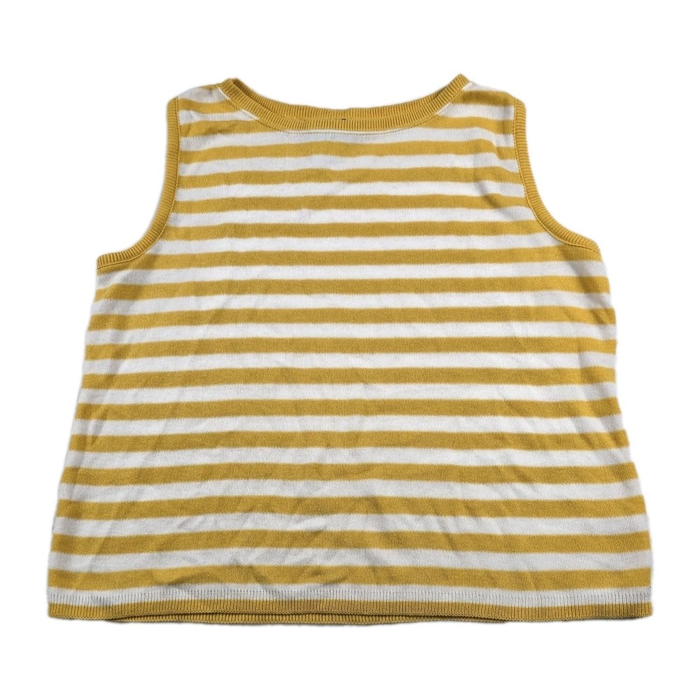 Sag Harbor Petite Vintage Yellow White Striped Knit Shell Tank Top Large P USA